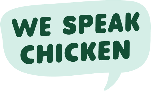 we speak chicken speech bubble